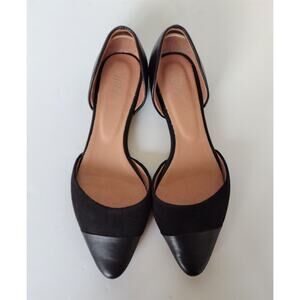 J. JILL Women’s Black Leather & Suede Pointed Toe D’orsay Flats Size 7.5 to 8